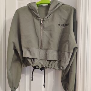 Zara Cropped Windbreaker Olive Green